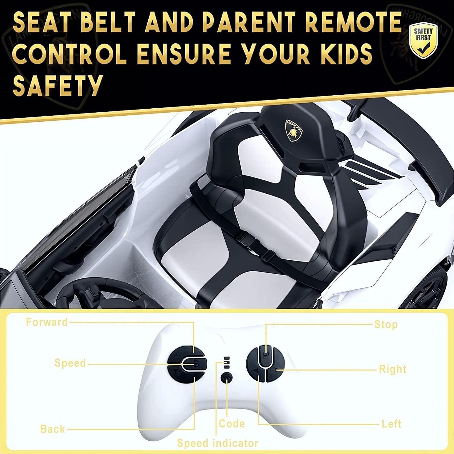 2-in-1 Electric Ride On Sports Car Toy with Remote Control, 12V Battery, 2 Speeds, and LED Lights