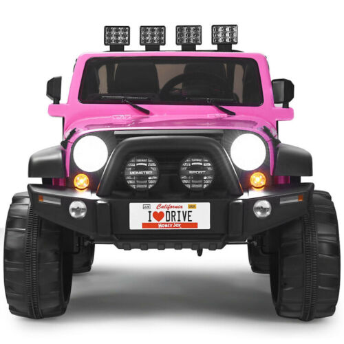 2-Seat Pink Ride on Car with Remote Control, LED Lights, and Music for Toddlers