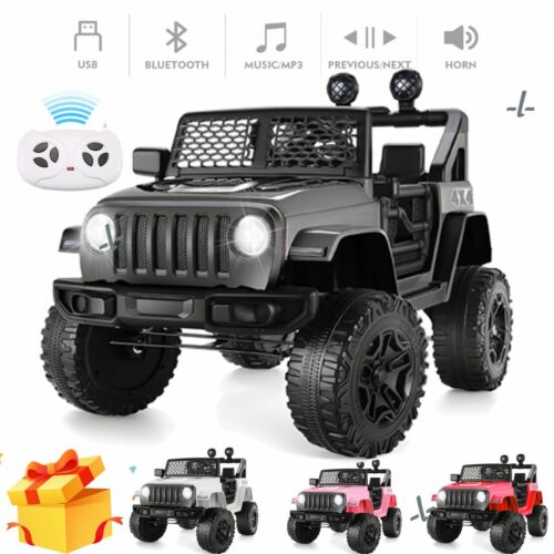 2-Seater 12V Electric Ride-On Car with Remote Control, MP3 Player, and Realistic Truck Design for Kids