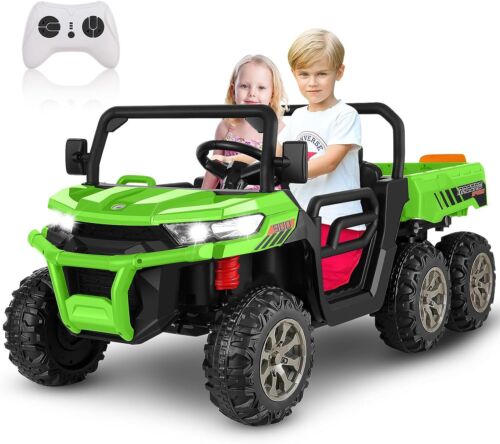 2 Seater 24V 4WD Ride On Car for Kids with Dump Bed, Remote Control, MP3, and LED Lights