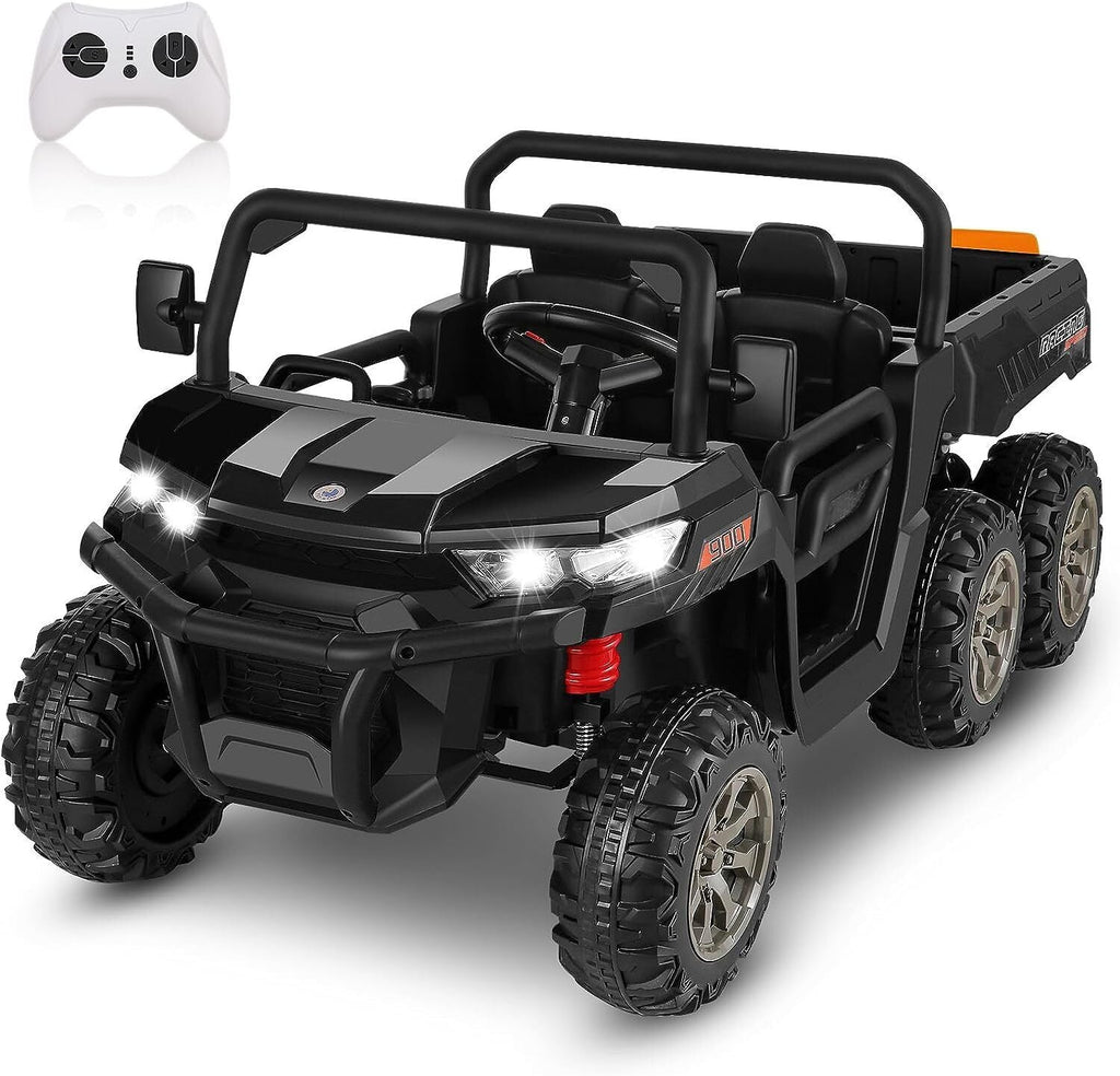2 Seater 24V 4WD Ride On Car for Kids with Dump Bed, Remote Control, MP3, and LED Lights