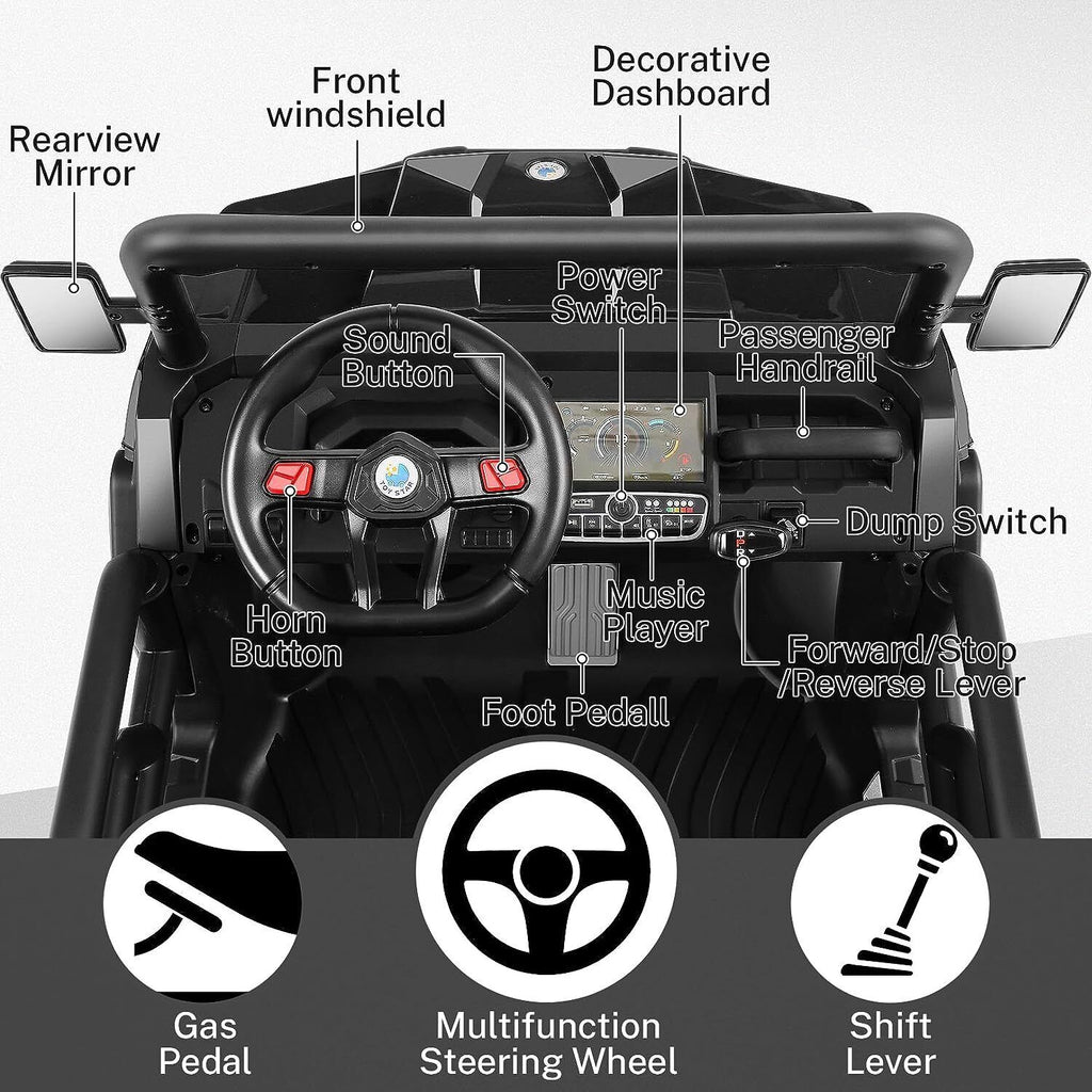 Premium 2 Seater Electric Car for Kids with Remote Control and 4WD - 24 Volt, 300W