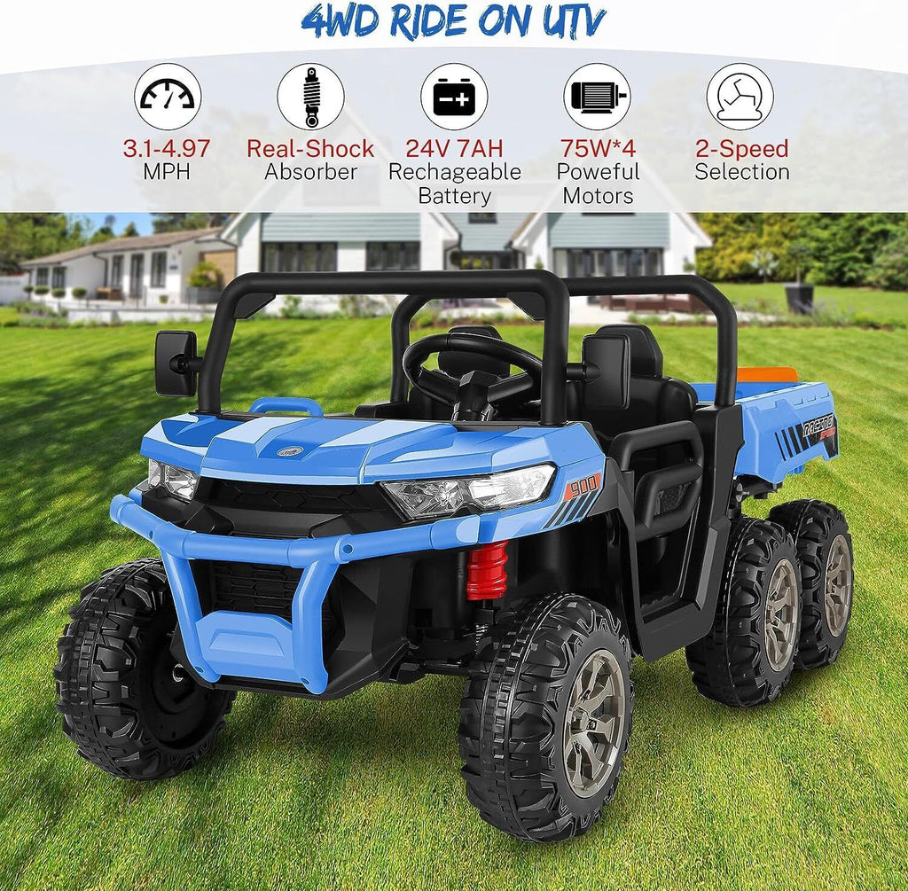 24V 4WD Kids Electric Car with Remote Control and Dump Bed - 2 Seater Ride-On Vehicle