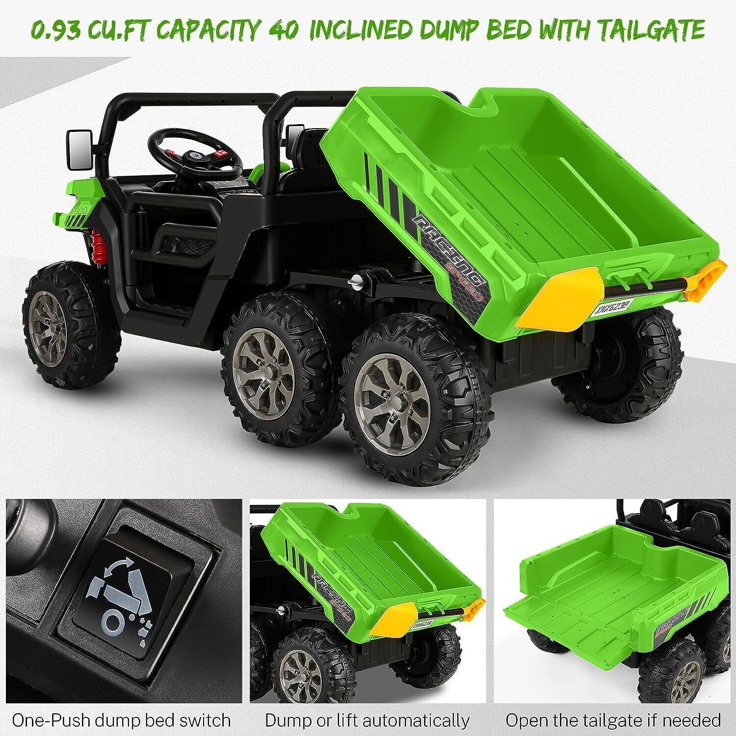 2 Seater 24V Electric Ride-On Car with 4WD, Tractor Trailer, and Dump Feature