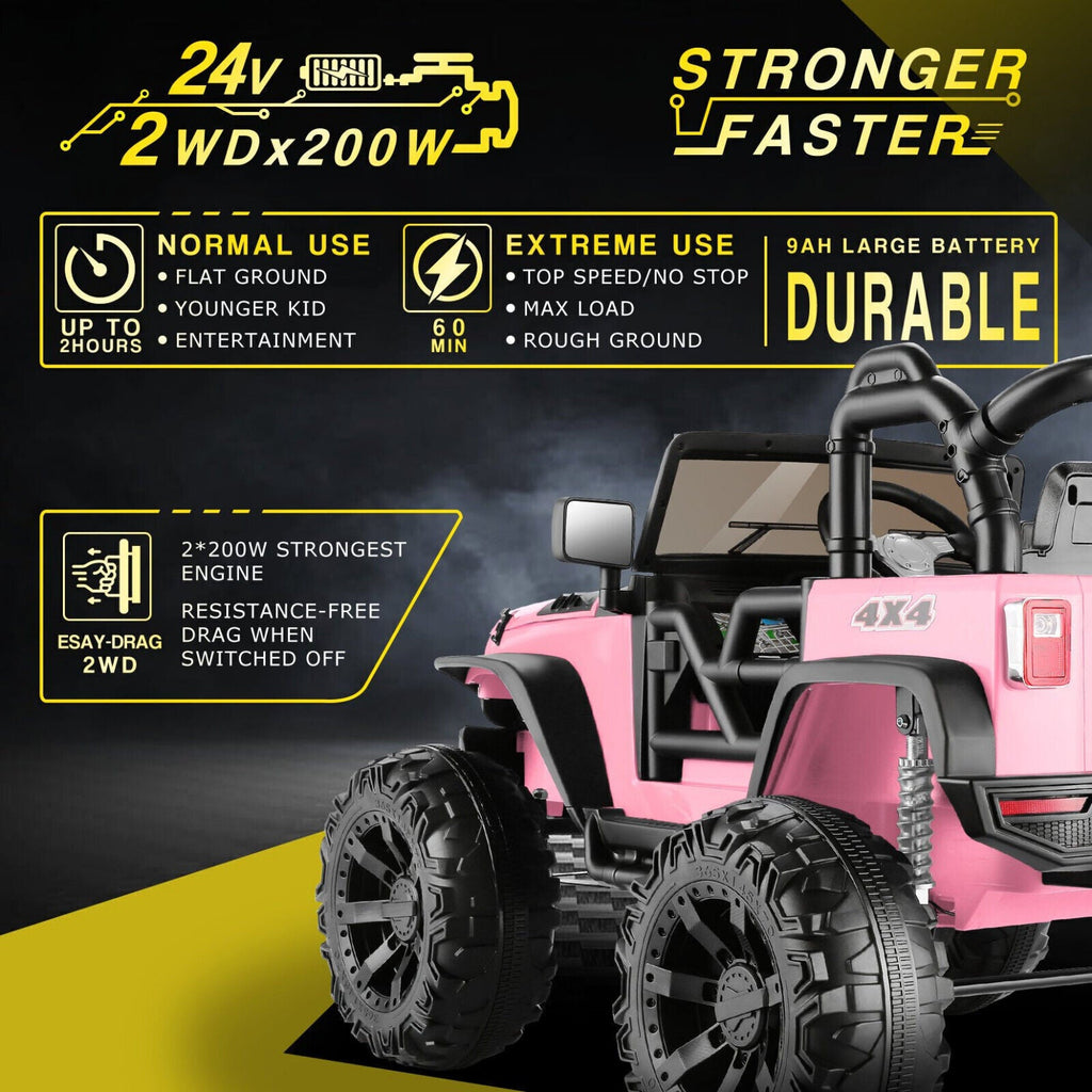 2-Seater 24V Electric Ride-On Truck for Kids with Bluetooth and Remote Control