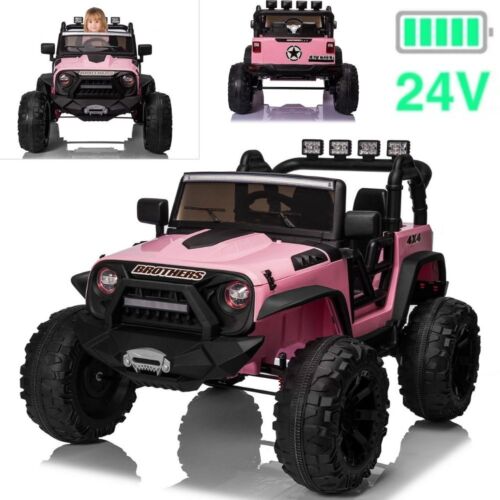 2-Seater 24V Electric Ride-On Truck for Kids with LED Lights and Parental Remote Control