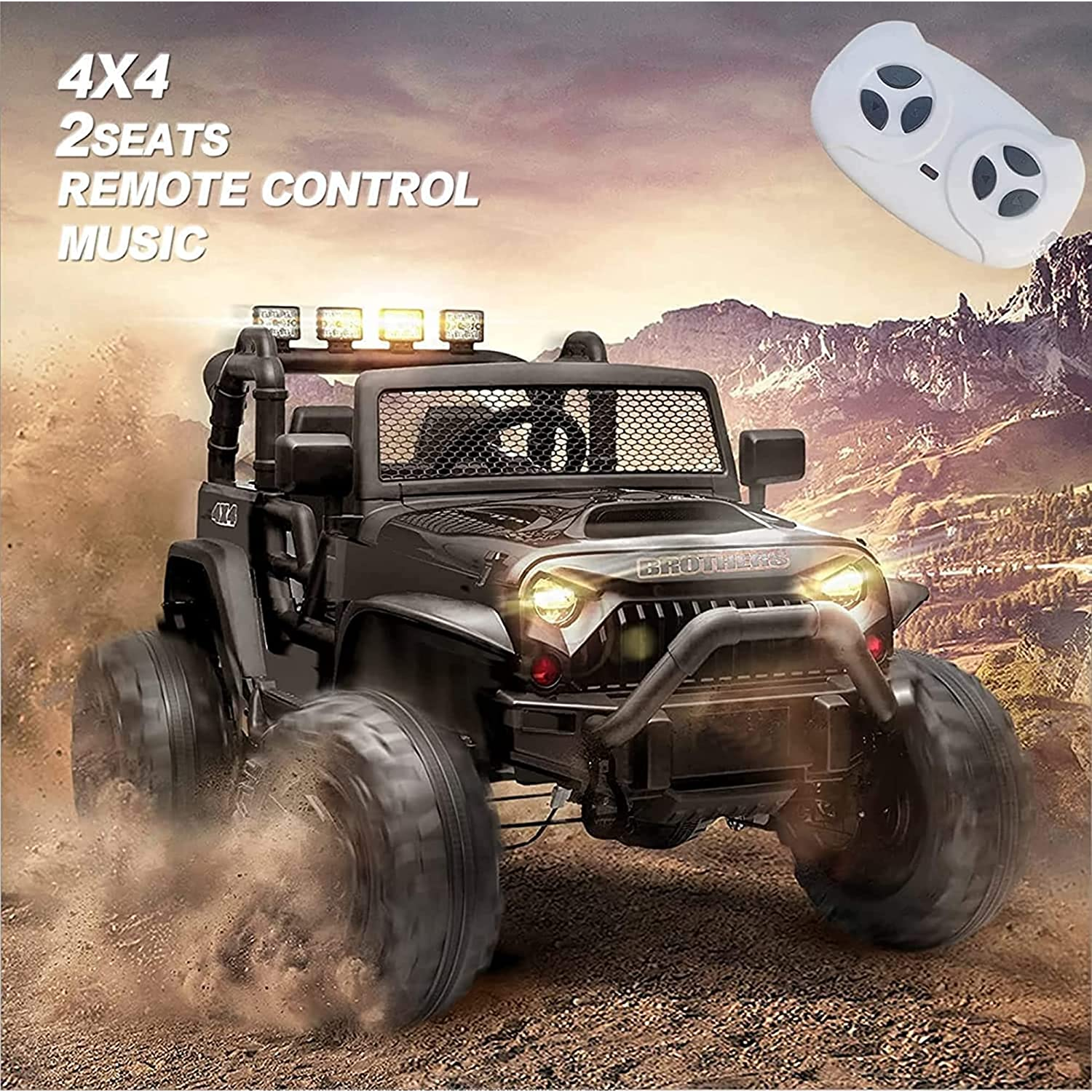 2-Seater 24V Electric Ride-On Jeep with RC, MP3, and LED Lights - 400W Power for Kids
