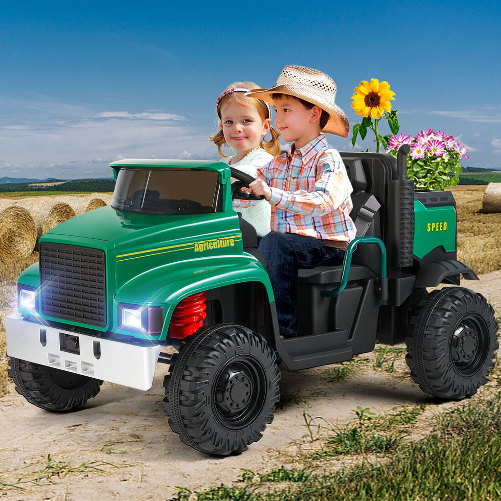 2-Seater 24V Electric Ride-On Truck with Trailer and RC Control - 3 Speed Tractor Experience