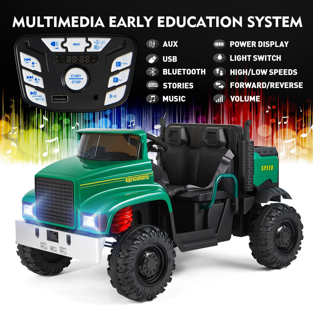 2-Seater 24V Electric Ride-On Truck with Trailer and RC Control - 3 Speed Tractor Experience