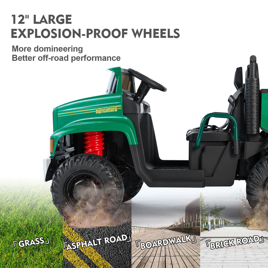 2-Seater 24V Electric Ride-On Truck with Trailer and RC Control - 3 Speed Tractor Experience
