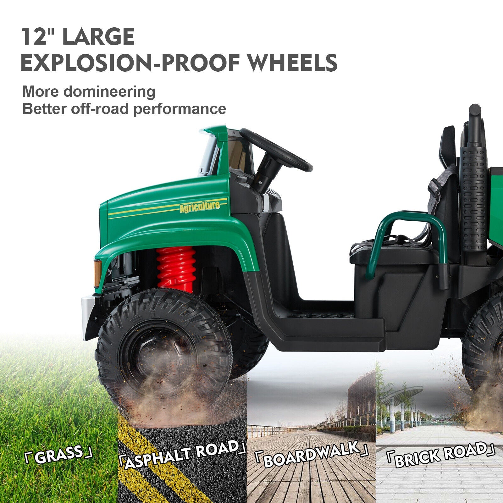 2-Seater 24V Electric Ride-On Truck with Trailer and RC Control - 3 Speed Tractor Experience