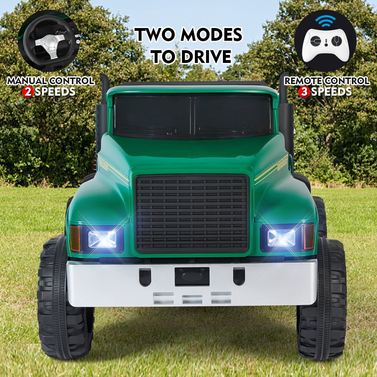 24V Electric Ride-On Truck with Trailer and RC Control - 3 Speeds for Double the Fun!