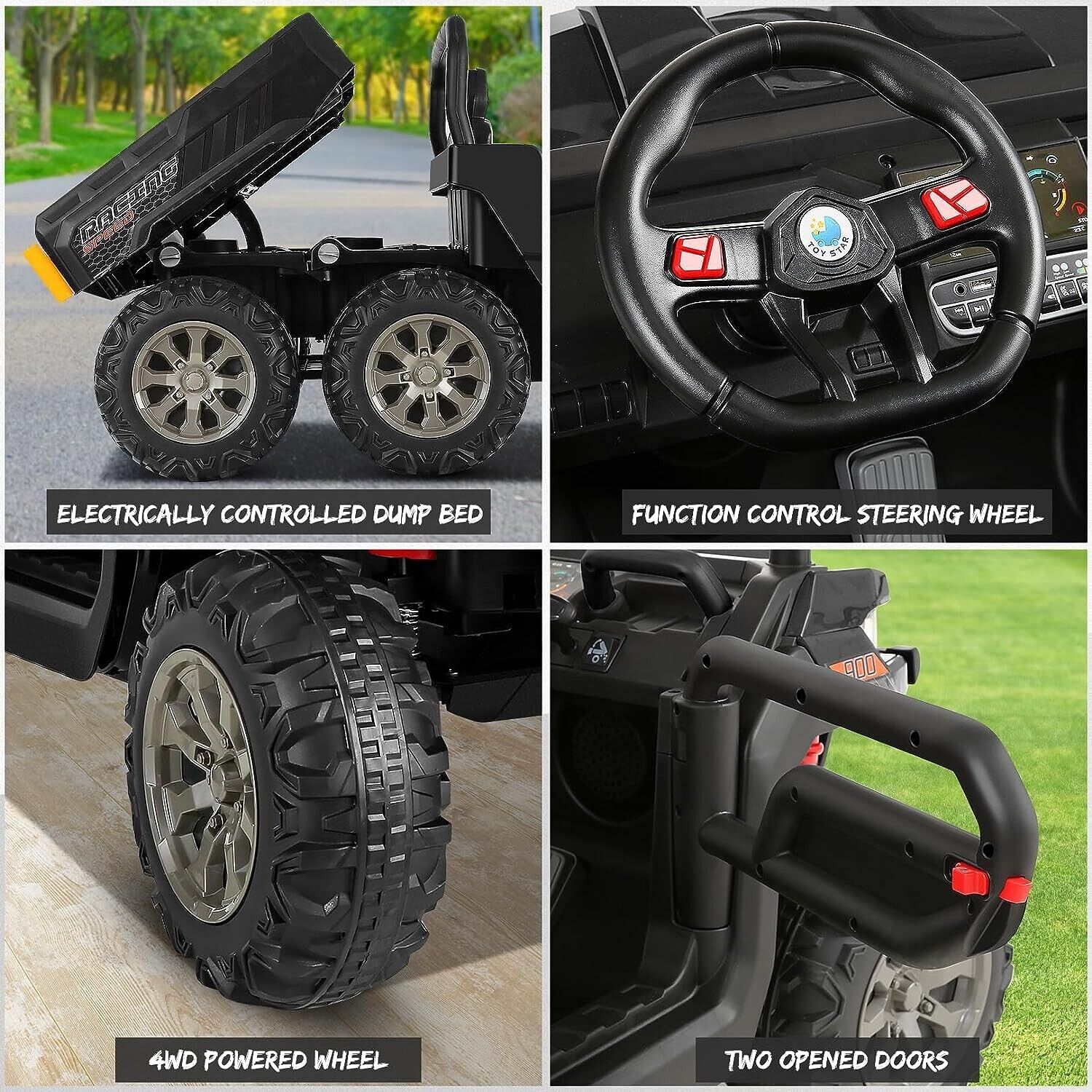 2-Seater 24V Electric UTV Car with 4WD and Dump Bed for Kids - Powerful Off-Road Vehicle