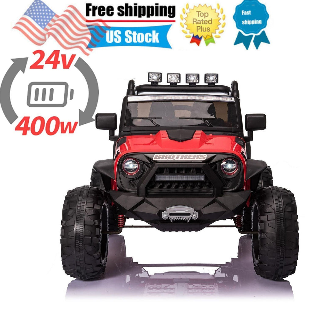 2-Seater 24V Ride-On Car with Remote Control and Powerful 200W LED Lights - 3 Speed Options