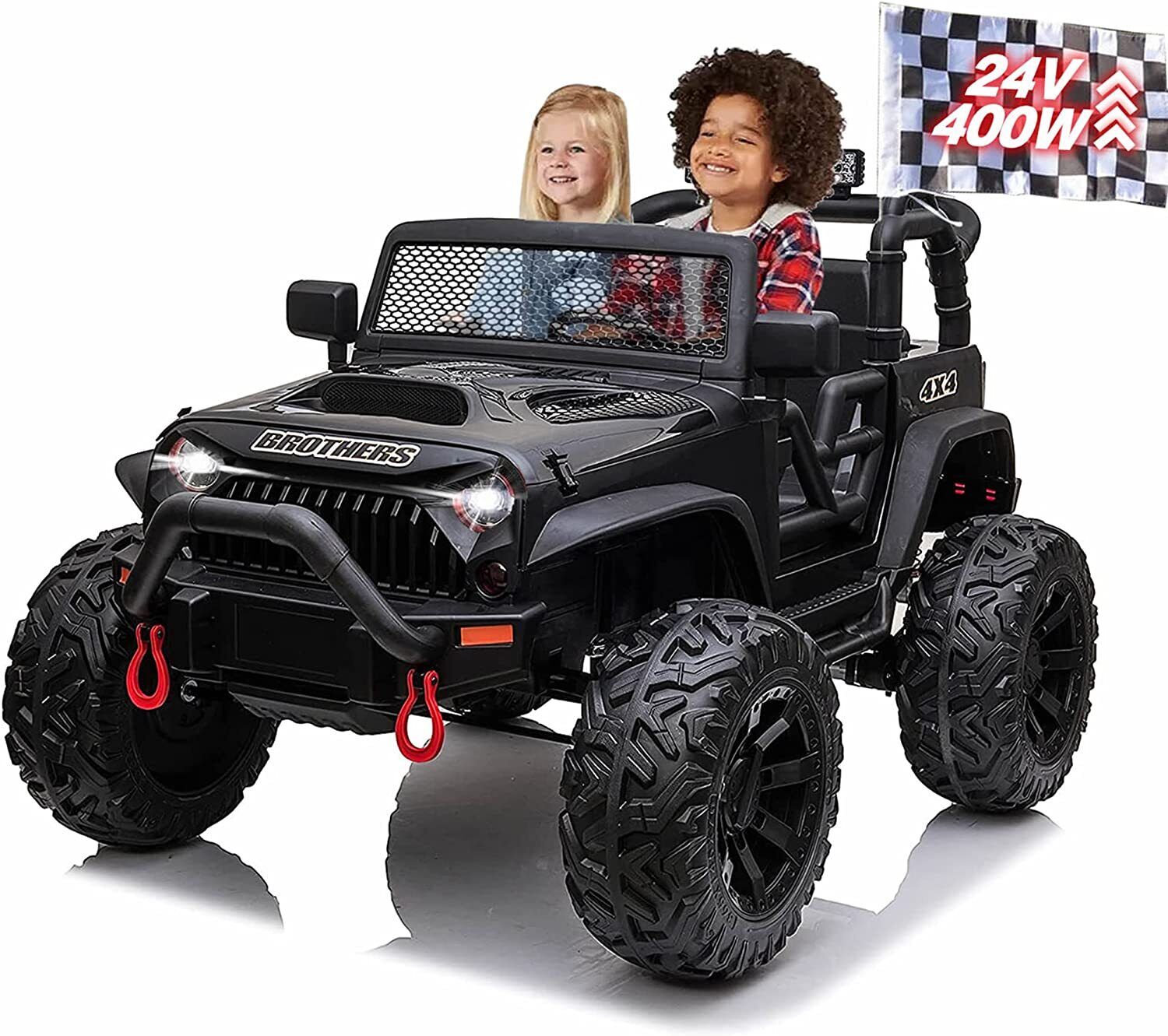 2 Seater 24V Ride-On Truck with Remote Control, LED Lights, and 400W Power