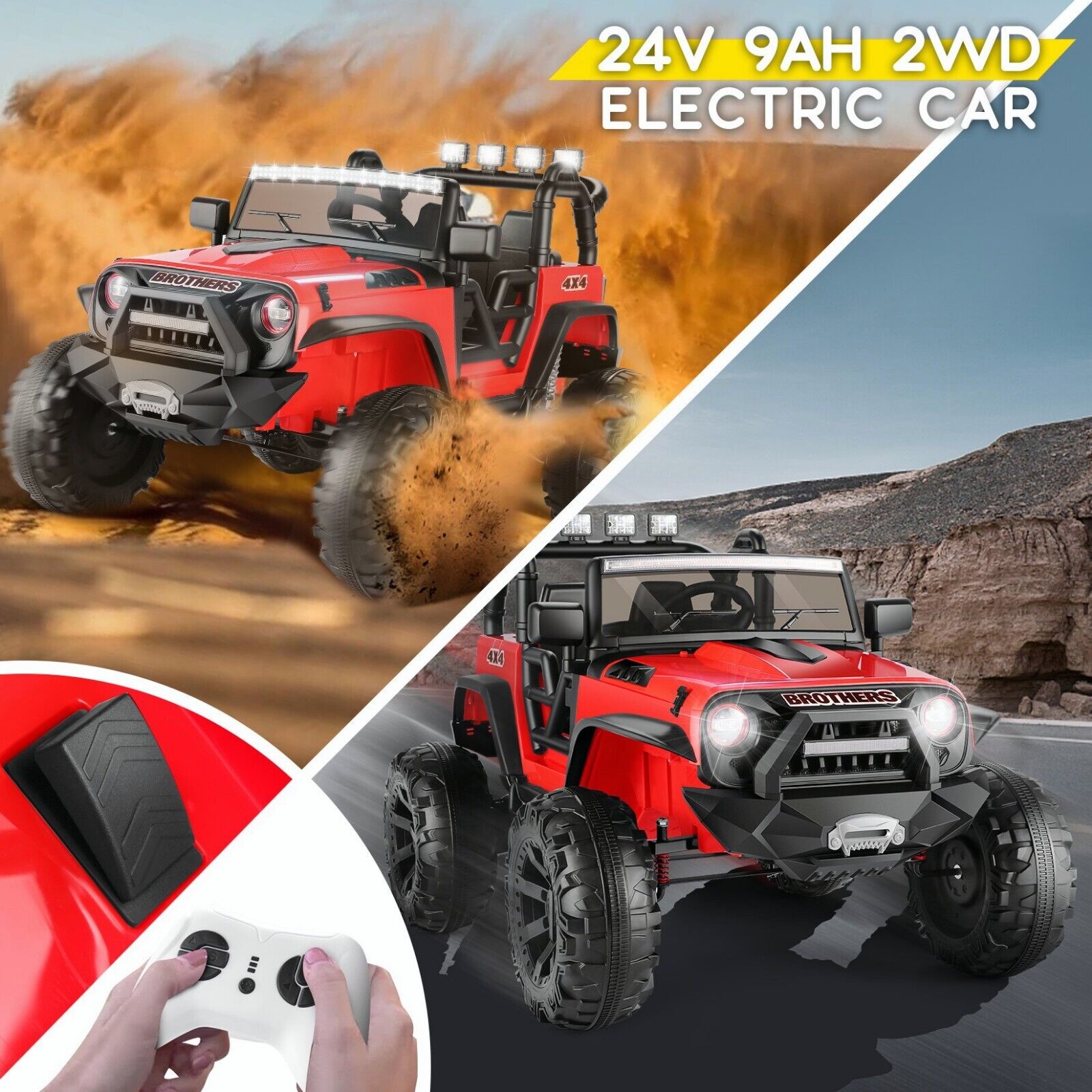 2-Seater Electric Truck Toy for Kids with Remote Control - 400W 24V 9AH