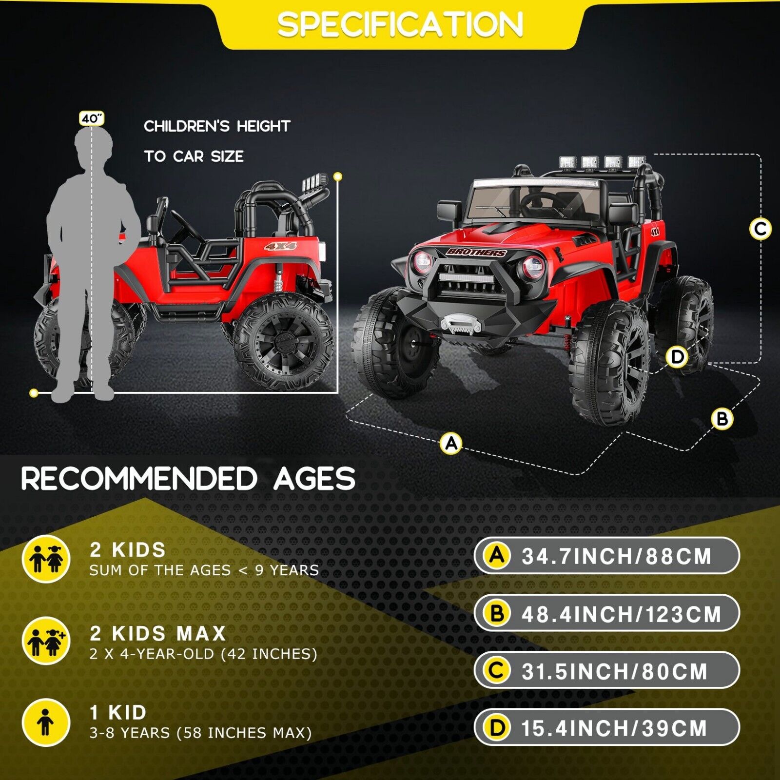 2-Seater Electric Truck Toy for Kids with Remote Control - 400W 24V 9AH