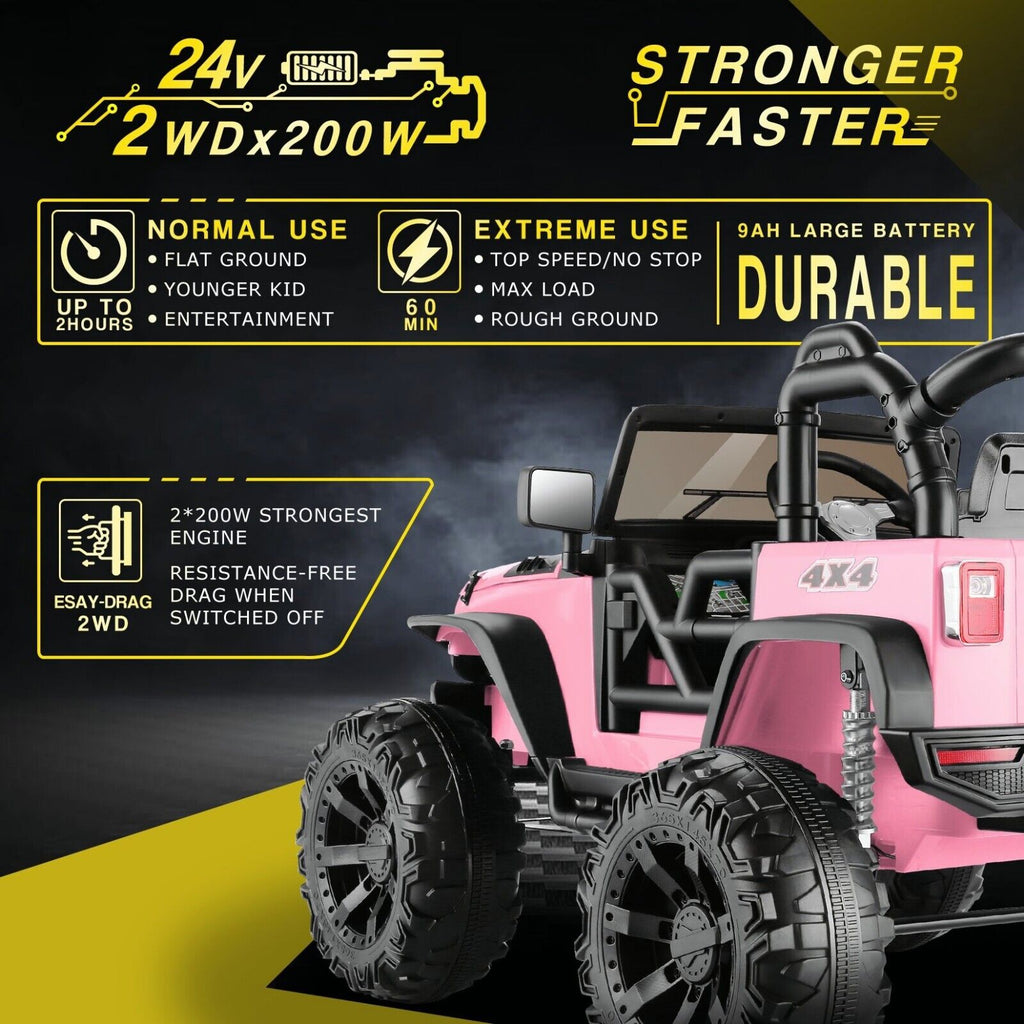 Electric 2-Seater Truck Toy for Kids with Remote Control - 2x200W 24V Power