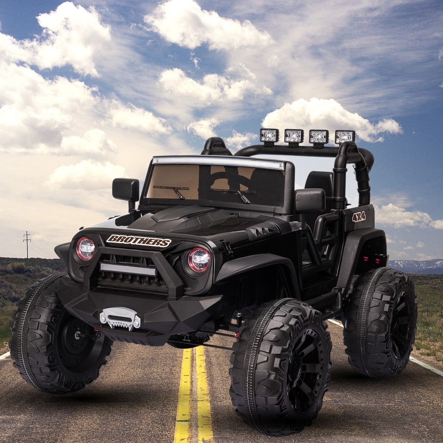 400W 2-Seater Electric Jeep with Spring Suspension and LED Lights for Kids (24V)