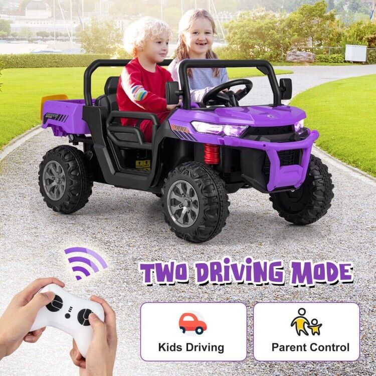 2-Seater Electric Dump Truck Ride-On for Kids with Remote Control - 12V