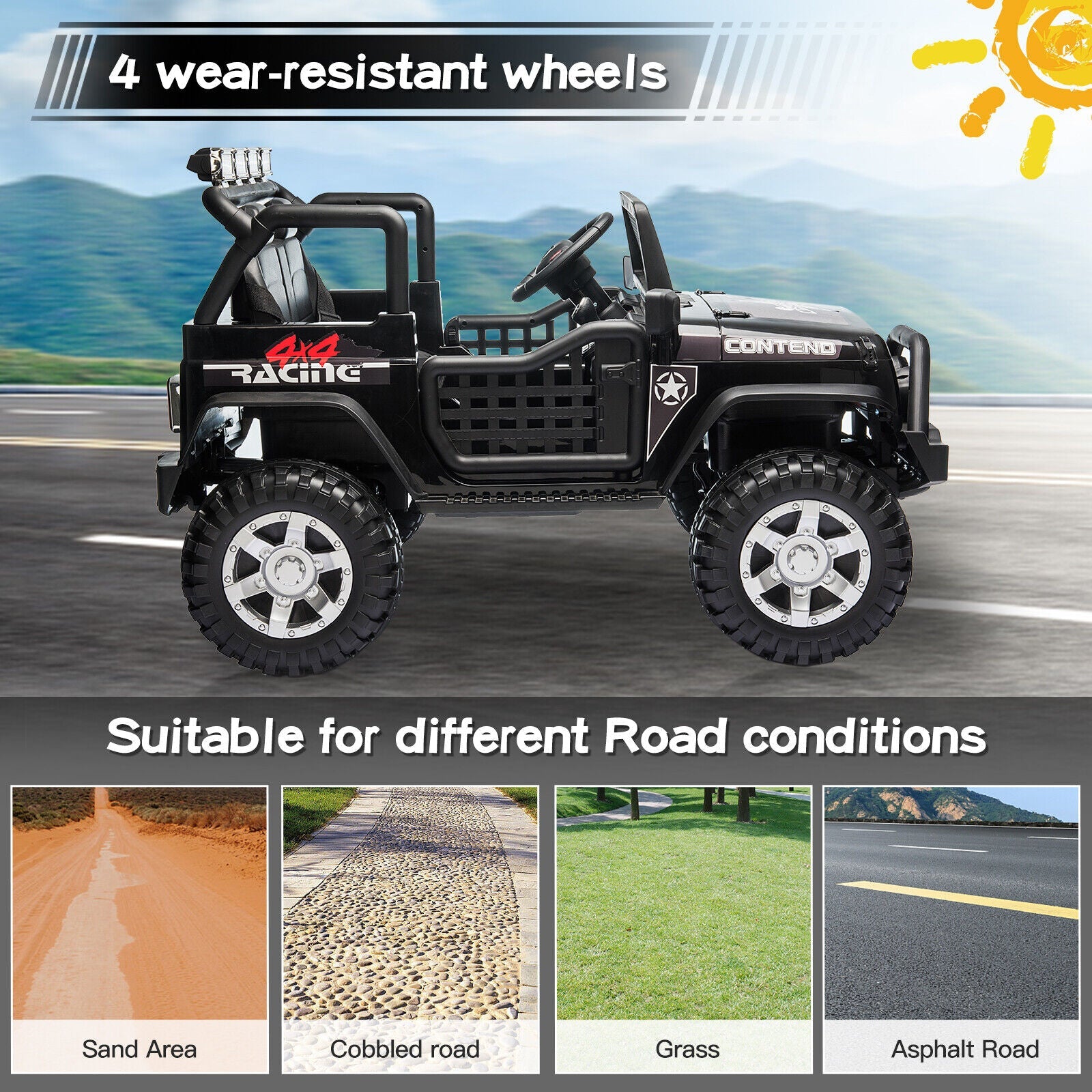 2-Seater Electric Jeep Car Toy for Kids with Remote Control - 12V Ride-On Truck