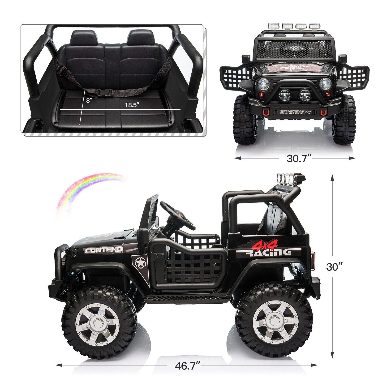 2-Seater Electric Jeep Car Toy for Kids with Remote Control - 12V Ride-On Truck