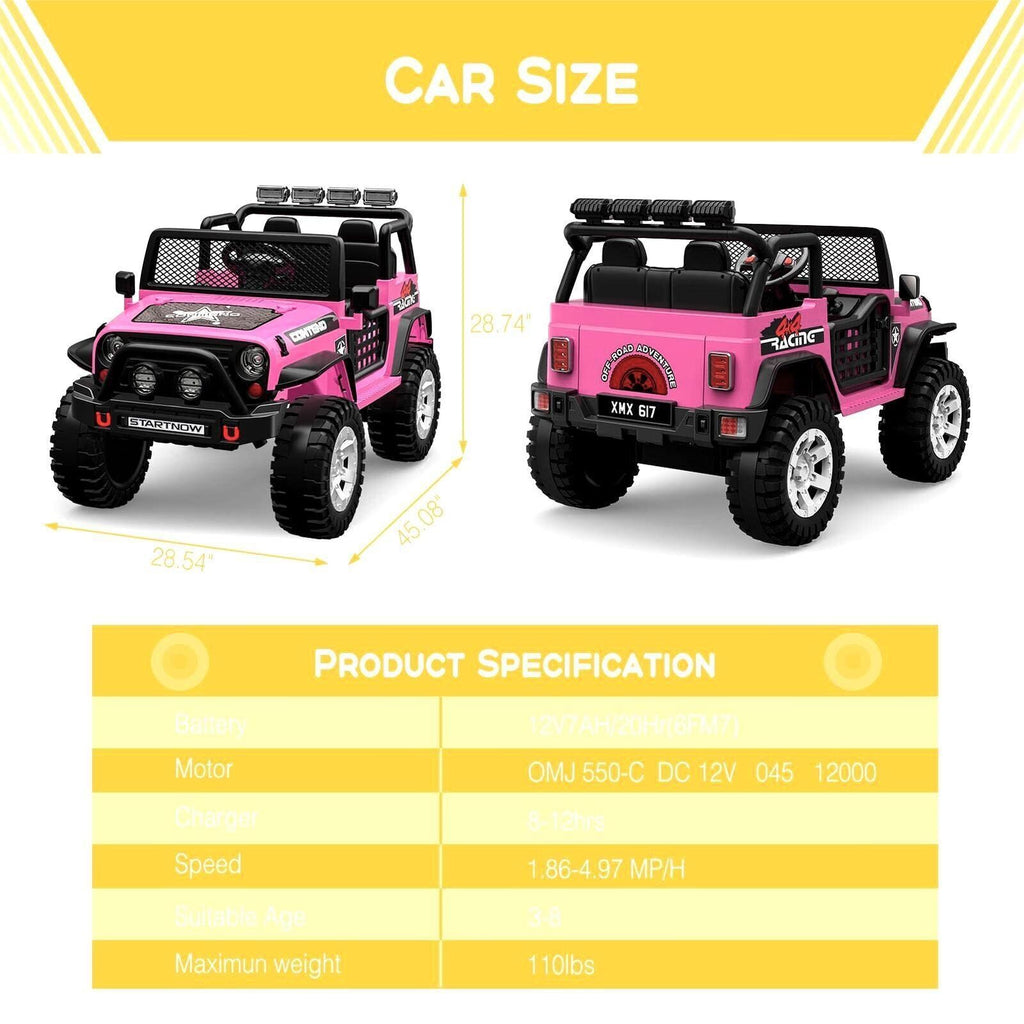 2-Seater Electric Kids Ride-On Car with LED Lights and MP3 Player - Perfect Xmas Gift!