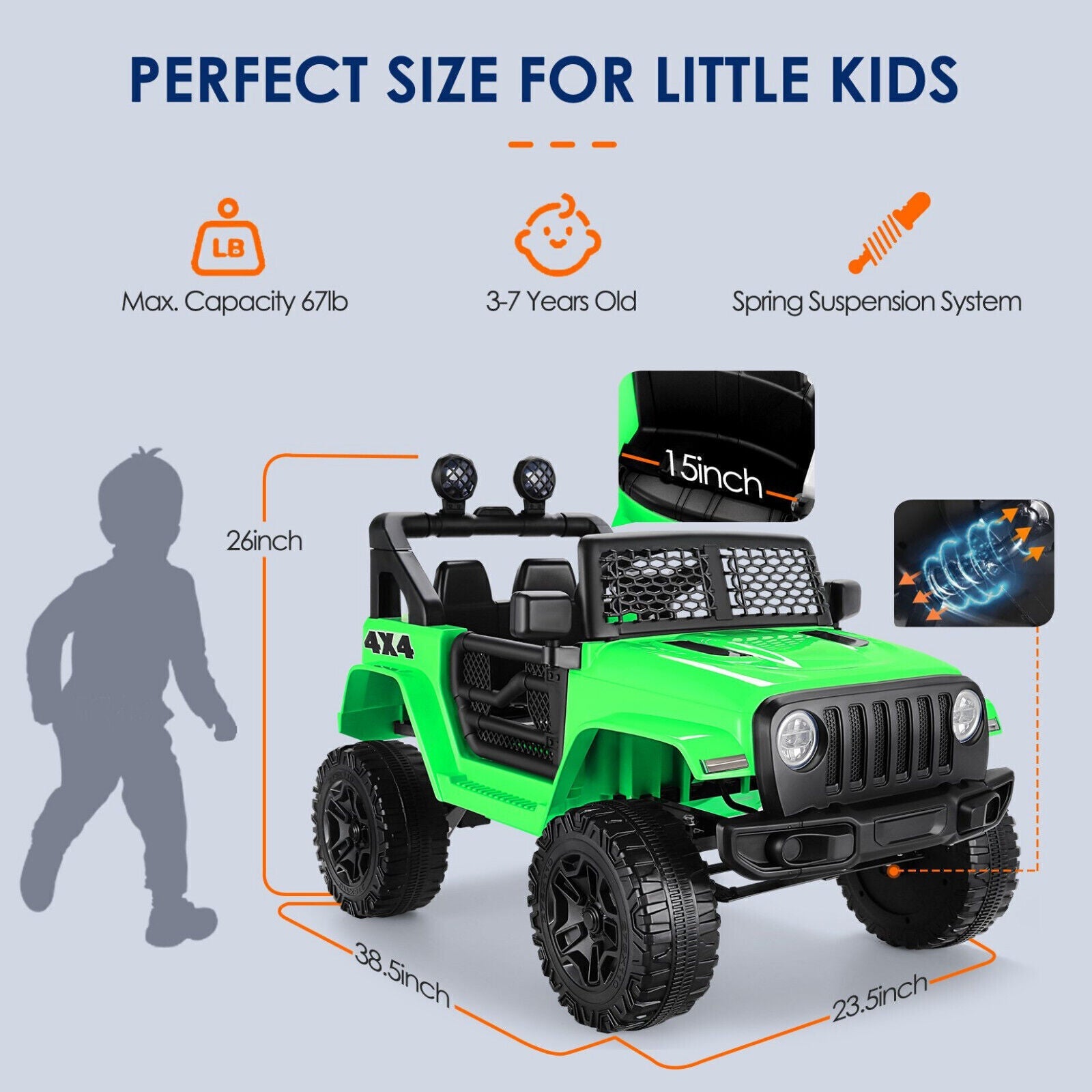Electric Ride-on Truck for Kids with Remote Control and LED Lights - 12V 7AH, 4 Wheels