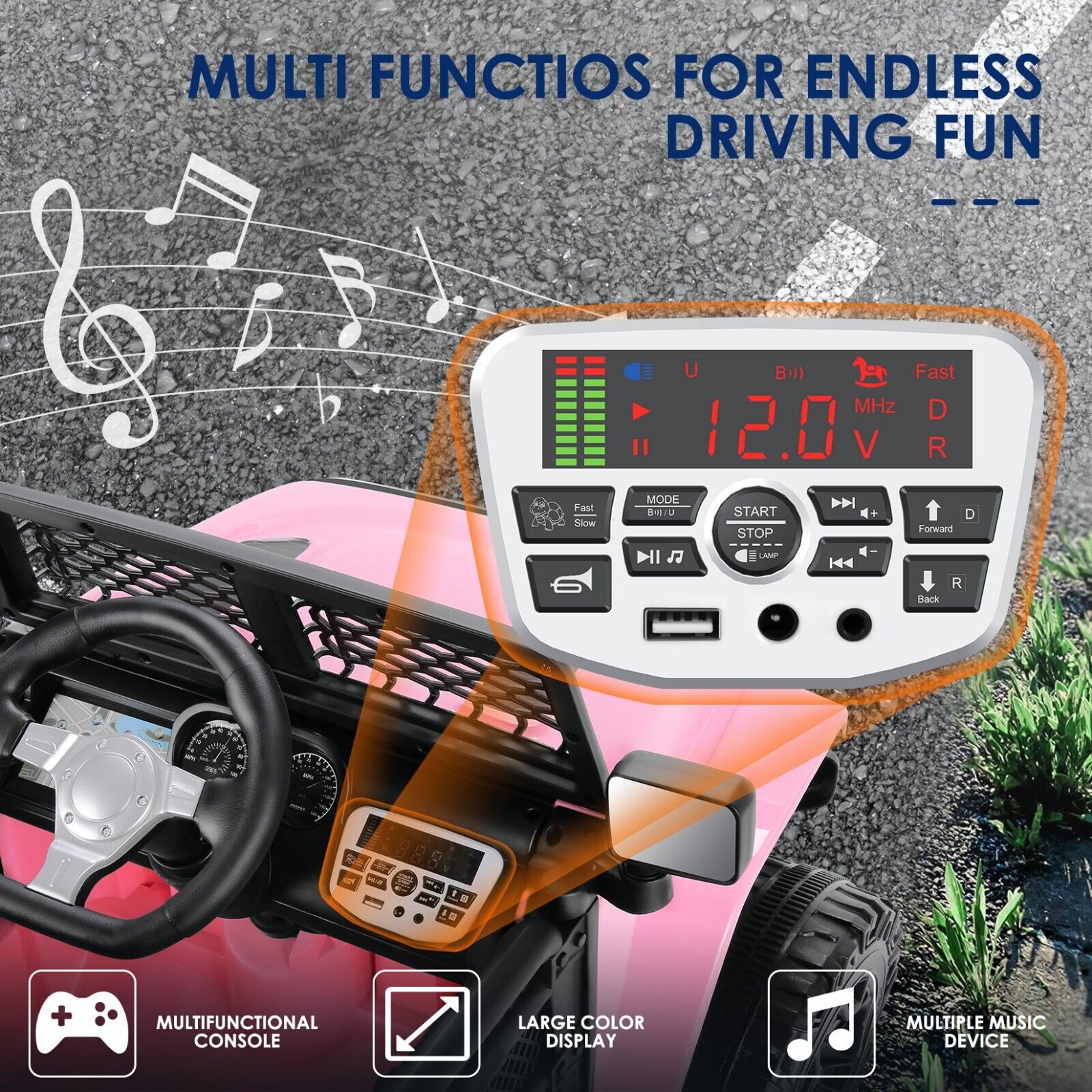 2-Seater Electric Ride-On Car for Kids with Remote Control and MP3 Player