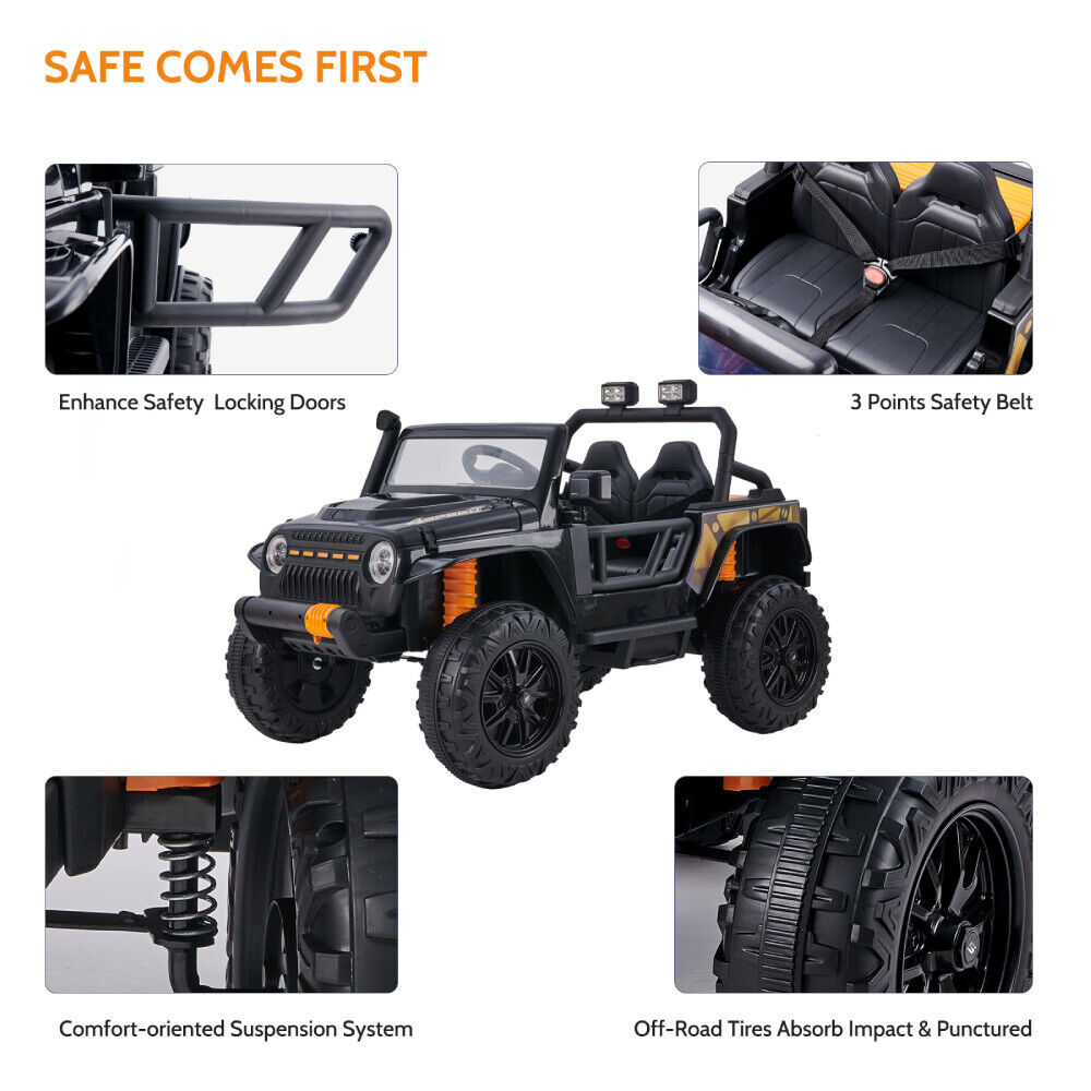 2-Seater Electric Ride-On Car for Kids with Remote Control and Music - 12V Battery Powered
