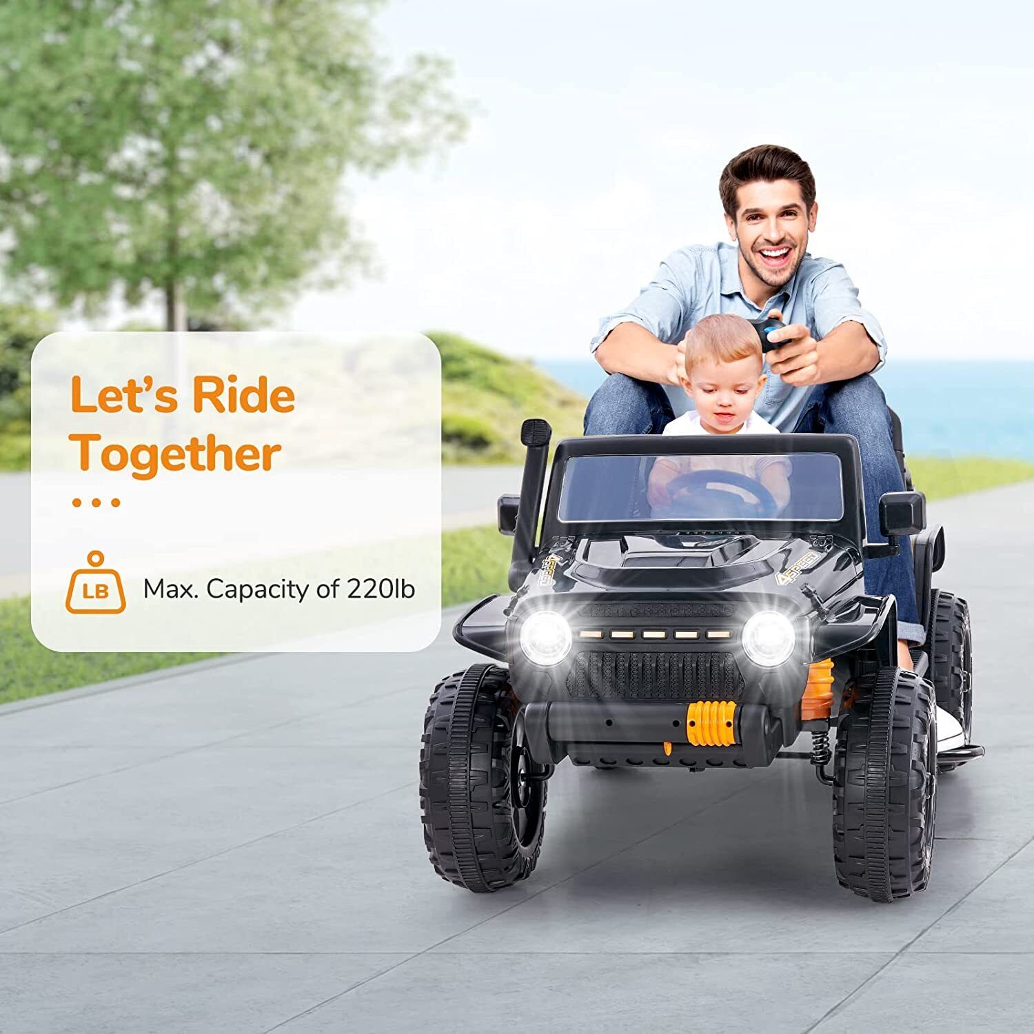 Electric Ride-On Car for Kids with Parental Remote Control, LED Lights, and MP3 Player - 12V