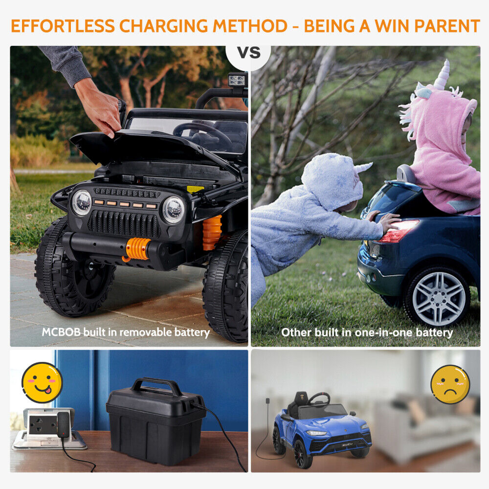Electric Ride-On Car for Kids with Remote Control, Music, and Lights - 2 Seats, 4 Wheels