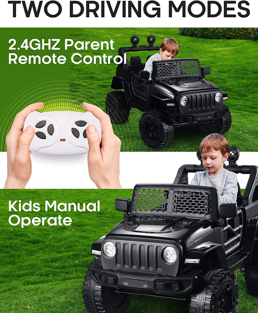 2-Seater 12V Ride-On Truck Toy Car with 2.4G Remote Control for Kids