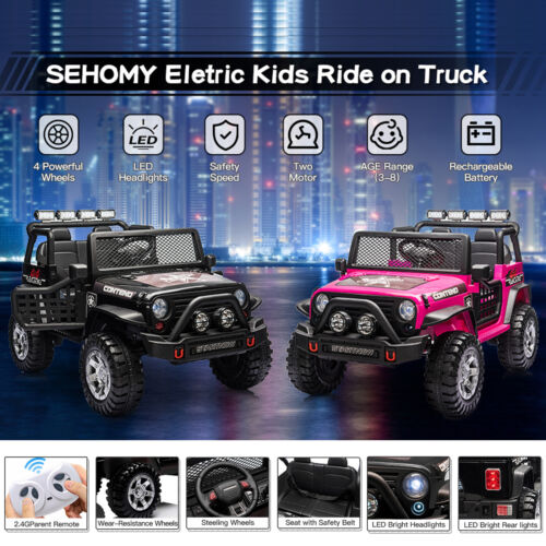 2-Seater Electric Ride On Jeep Toy with USB, Bluetooth, and Remote Control for Kids (12V)