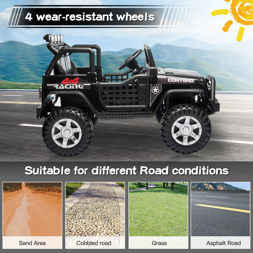 2-Seater Electric Ride On Jeep Toy with USB, Bluetooth, and Remote Control for Kids (12V)