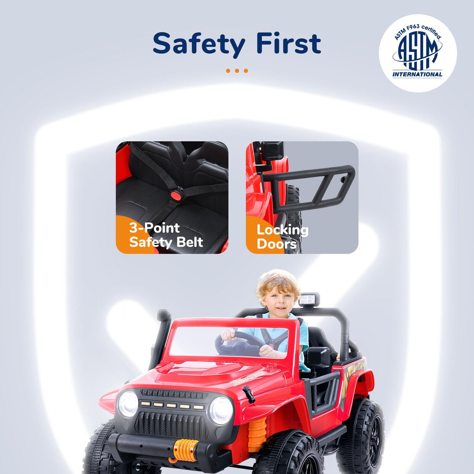 Remote Control Electric Ride-On Truck for Kids with Parent Seat and FM Radio - 12V Power Wheels