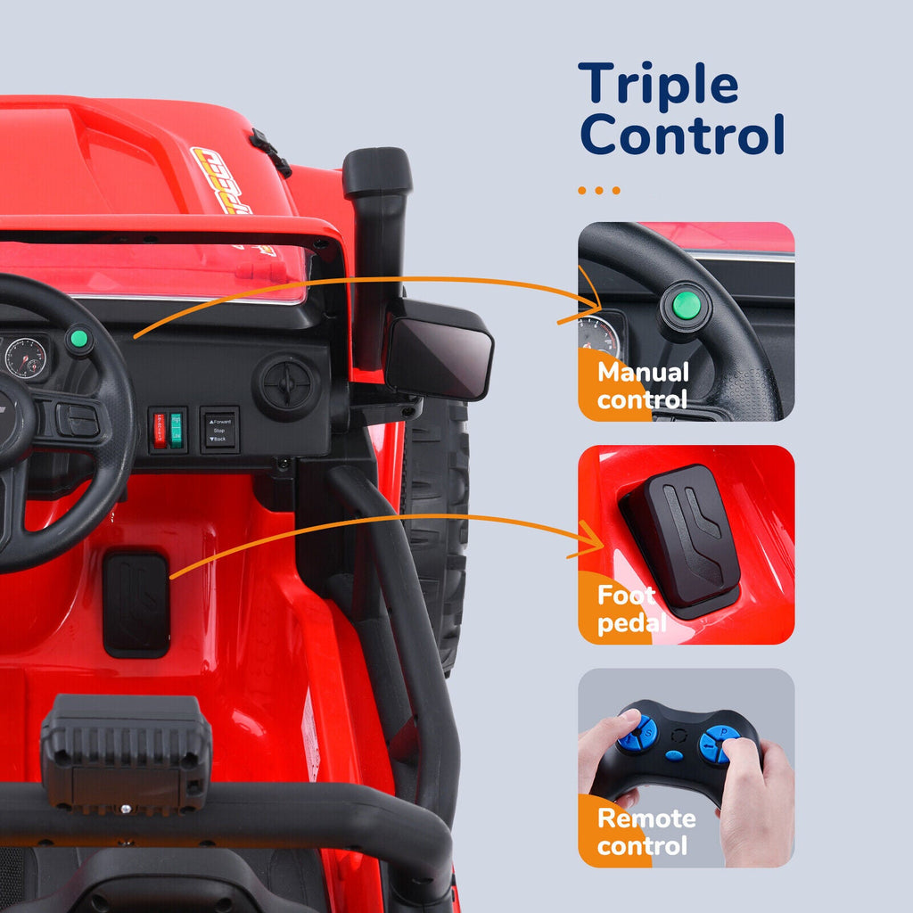 12V Electric Ride-On Truck for Kids with Remote Control and LED Lights - 2 Seater