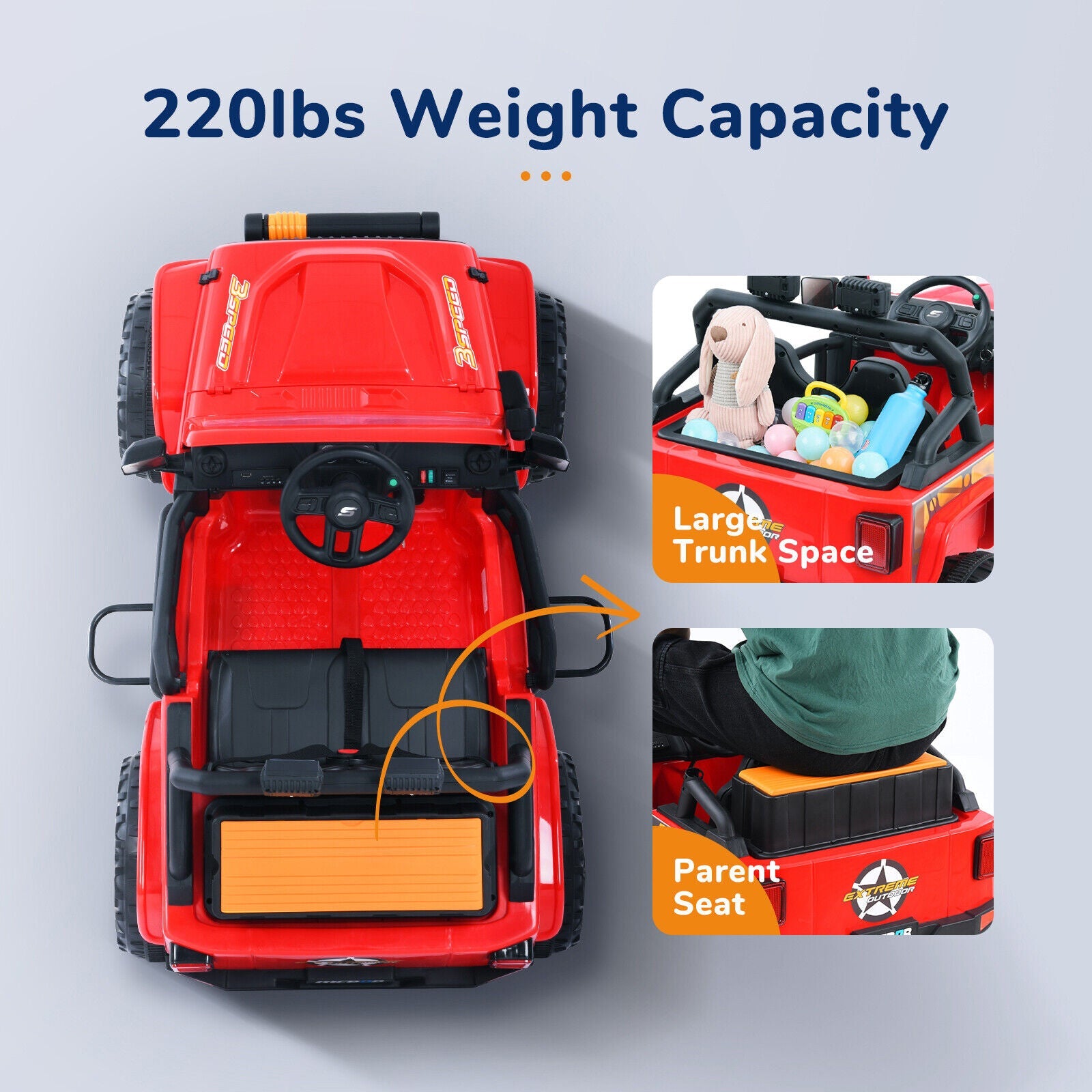 12V Jeep Music Fashion Electric Ride-On Car with Remote Control and LED Lights