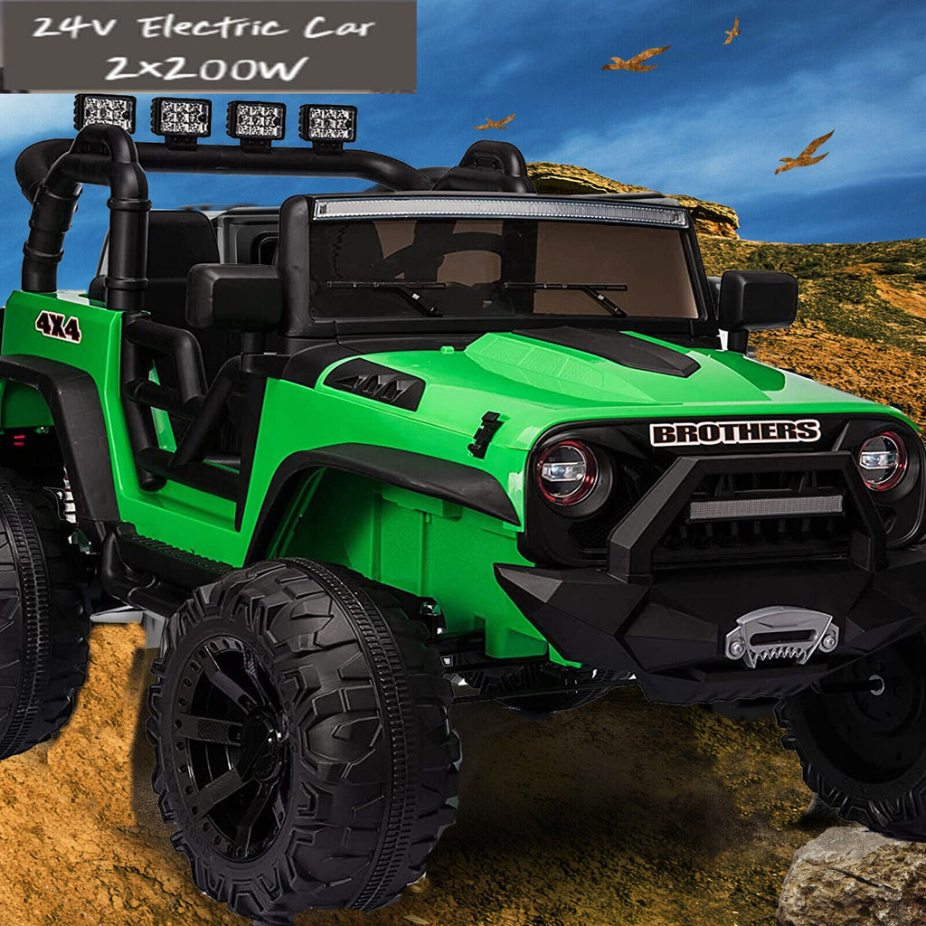 2-Seater Electric Ride-On Jeep with Remote Control, LED Lights, and MP3 Player - 24V 2x200W Power for Kids