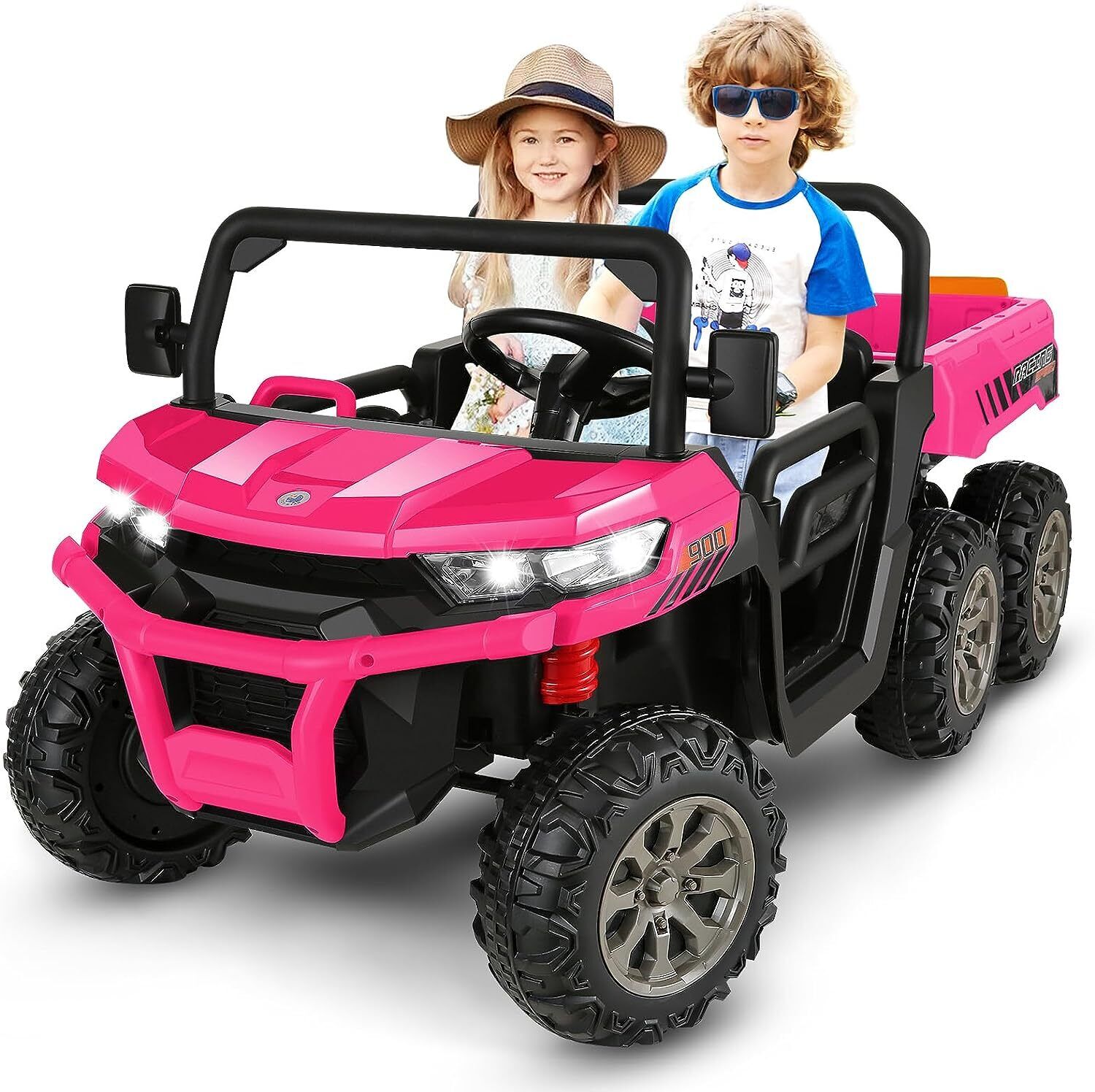 2 Seater 24V Dump Truck Ride On Car with Electric Dump Bed & Shovel - Remote Controlled