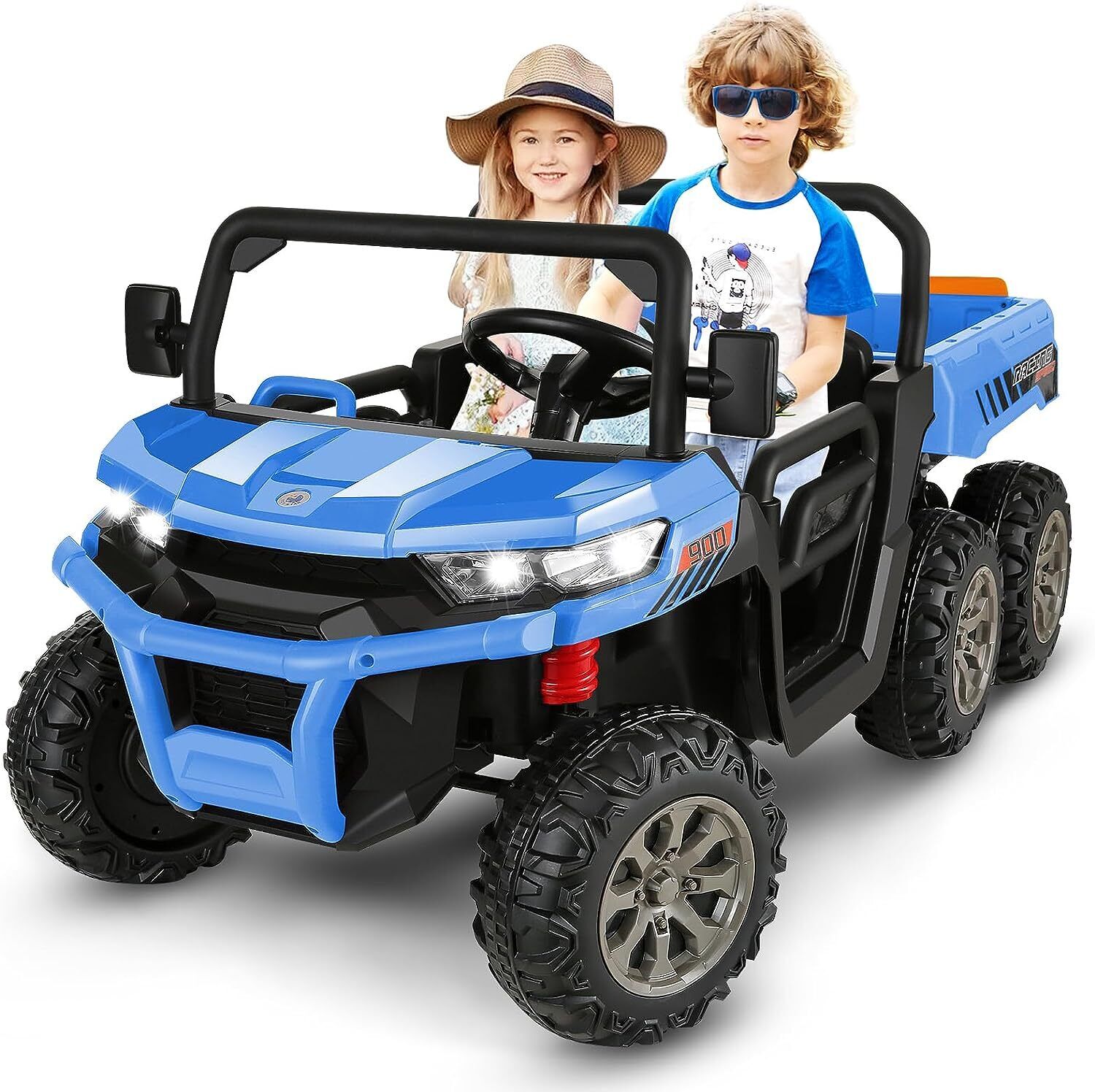 2 Seater 24V Dump Truck Ride On Car with Electric Dump Bed & Shovel - Remote Control Included