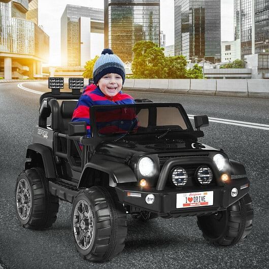 2-Seater Electric Ride-On Truck with Remote Control and Storage - Black