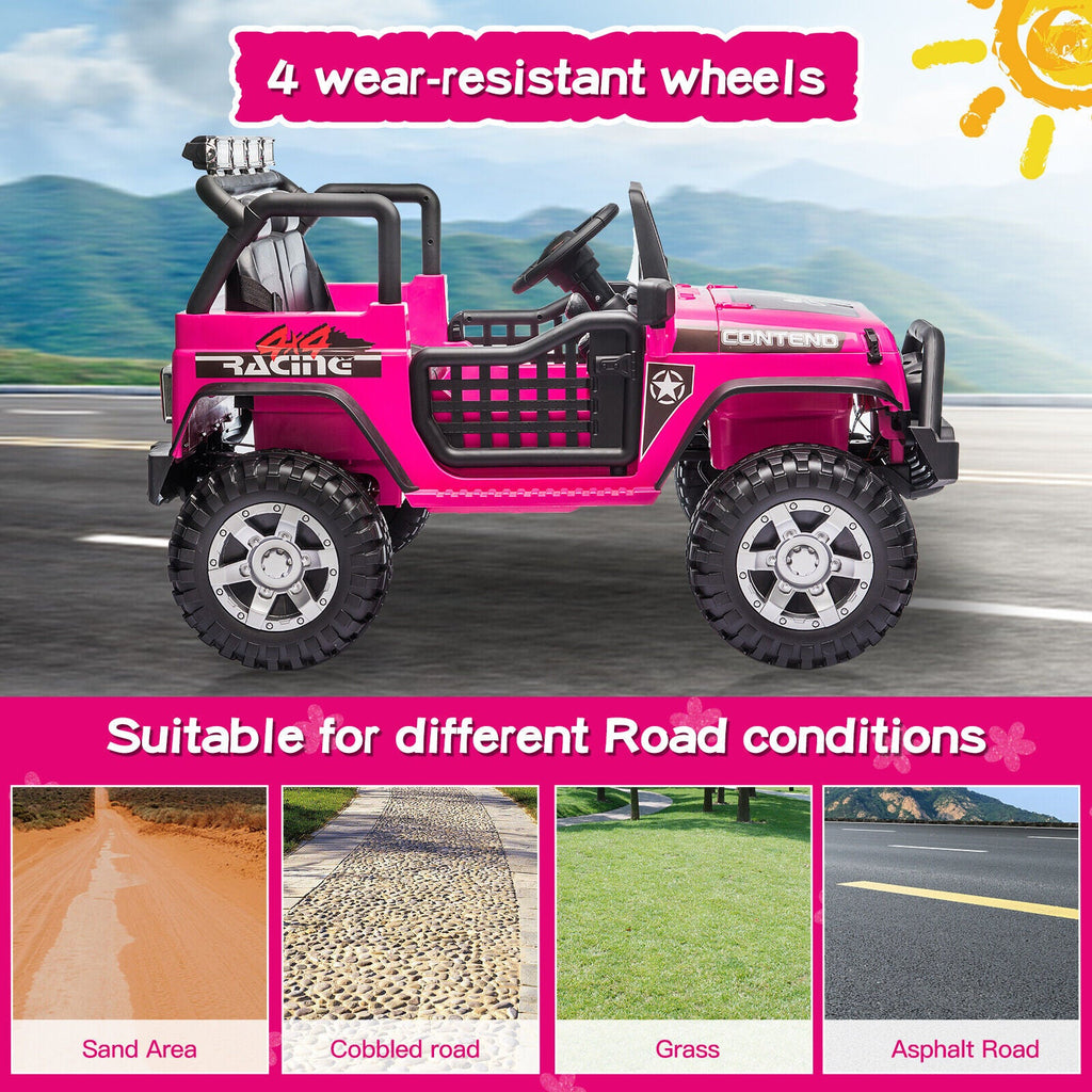 2-Seater Electric Toy Jeep for Kids with Remote Control, USB and Bluetooth Connectivity