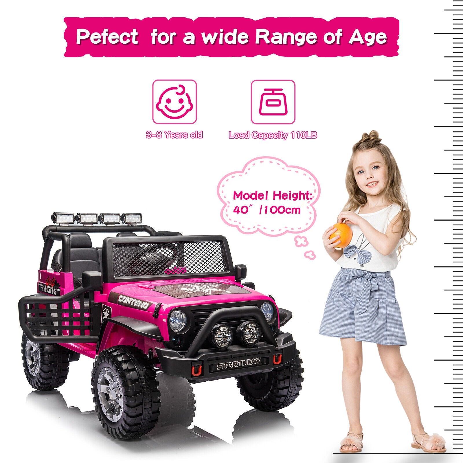 2-Seater Electric Toy Jeep for Kids with Remote Control, USB and Bluetooth Connectivity