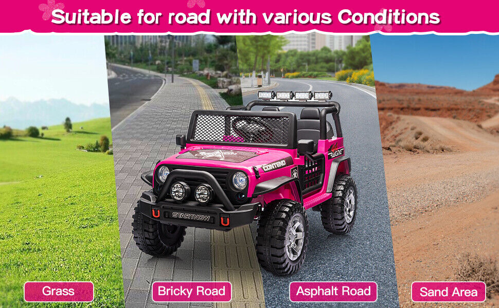 2-Seater Electric Toy Jeep for Kids with Remote Control, USB and Bluetooth Connectivity