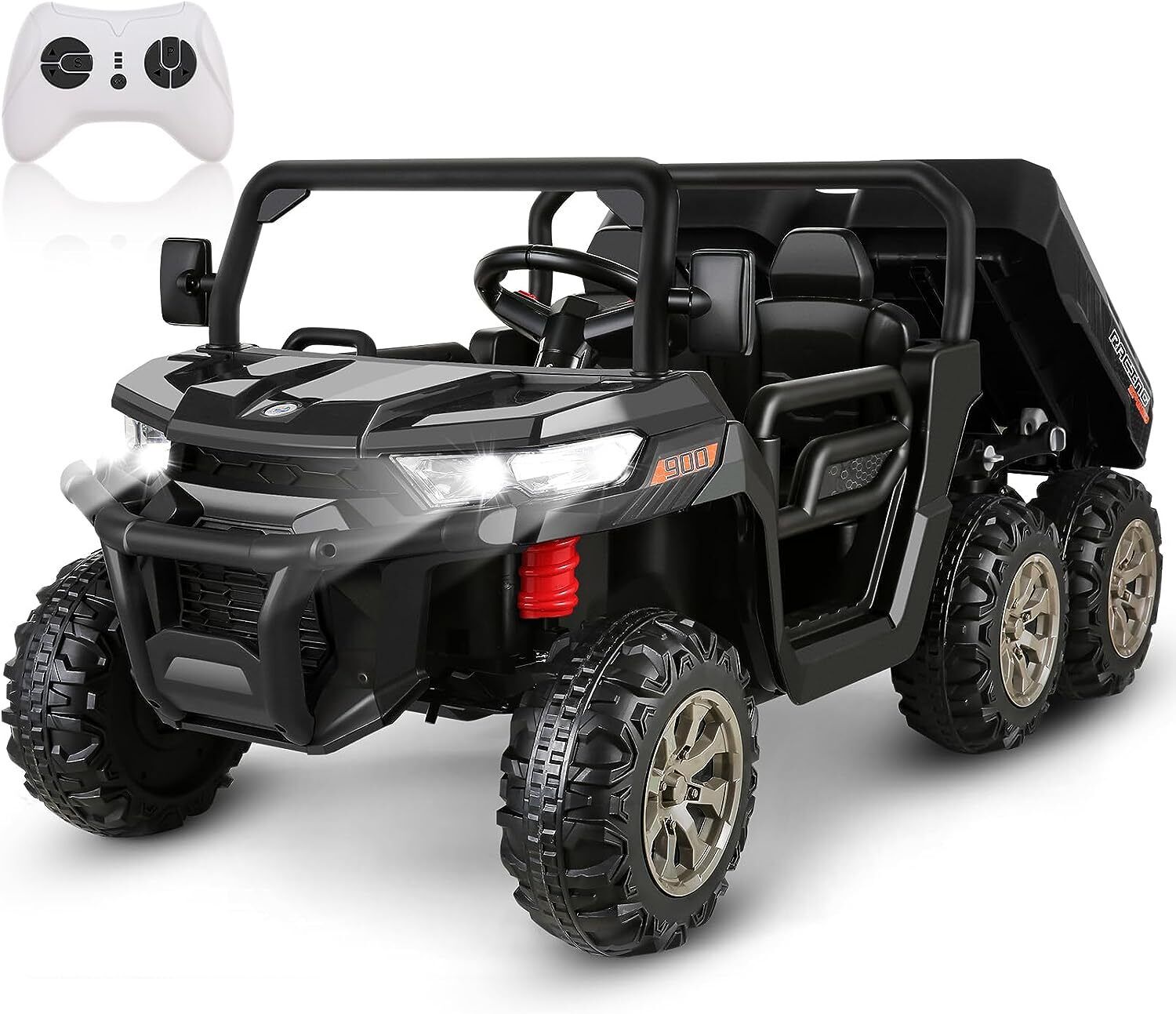 2-Seater Electric Truck Tractor with Dump Bed and Remote Control - 24V