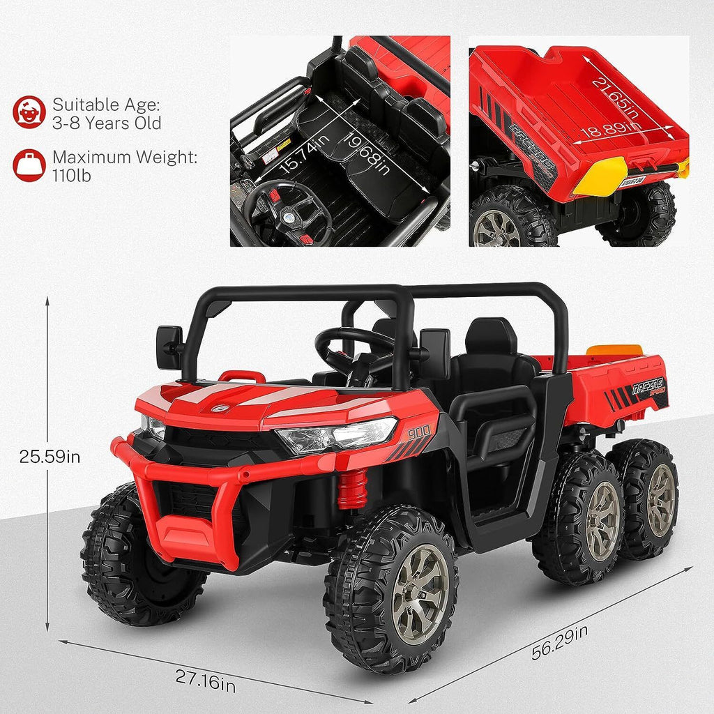 2-Seater Electric Truck Tractor with Dump Bed and Remote Control - 24V