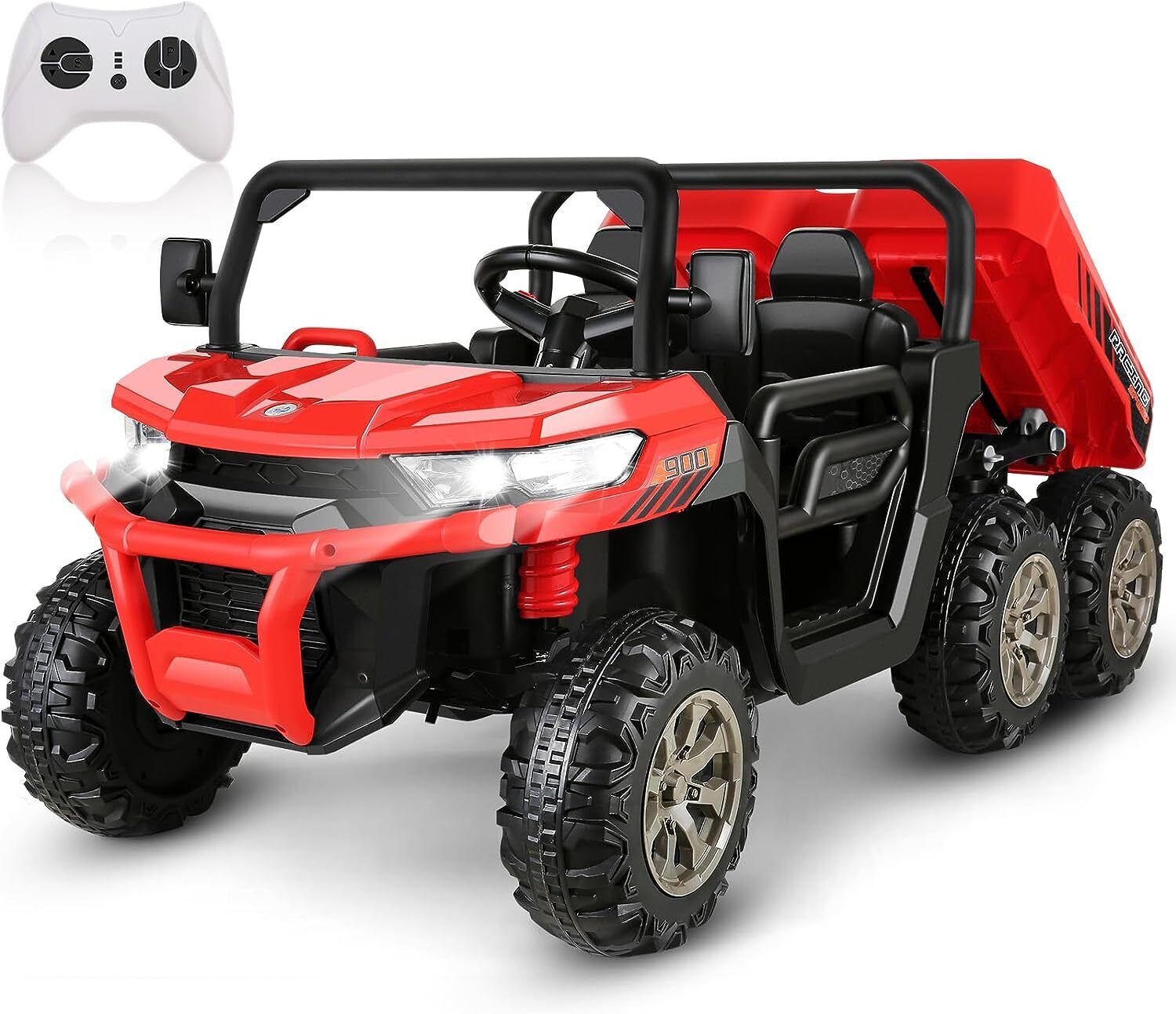 2-Seater Electric Truck Tractor with Dump Bed and Remote Control - 24V