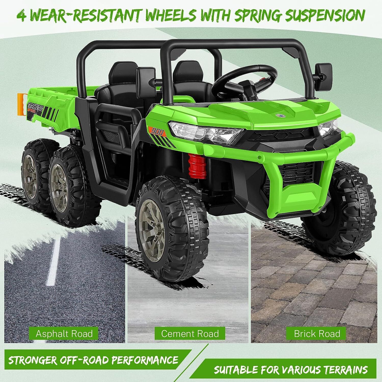2-Seater Electric Truck Tractor with Dump Bed and Remote Control - 24V