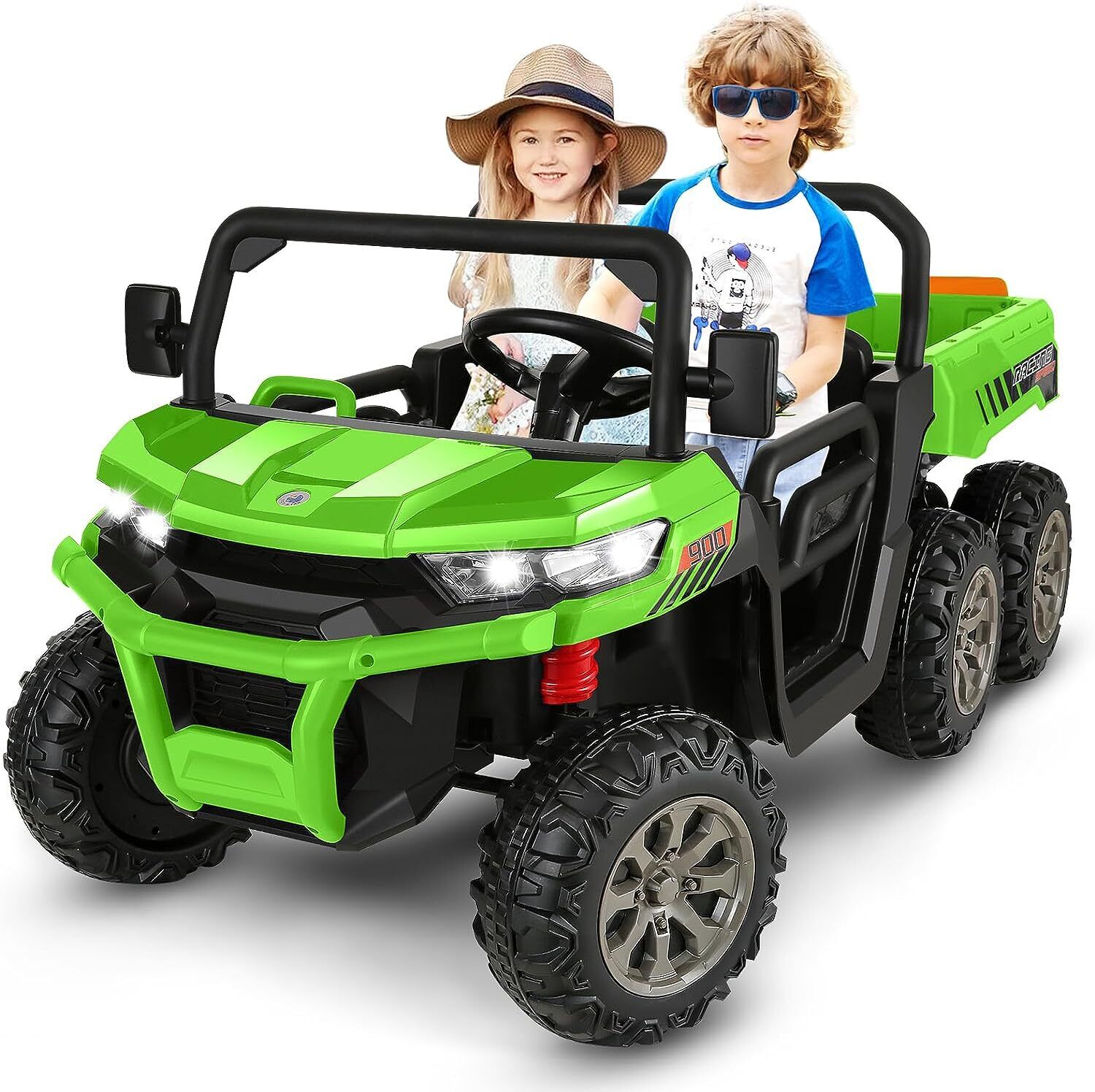 2-Seater Electric Truck Tractor with Dump Bed and Remote Control - 24V